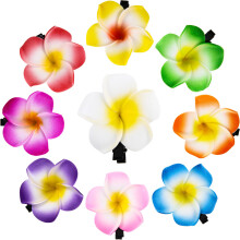36 Pieces Plumeria Flower Hair Clips Hawaiian Foam Flower Clips Frangipani Artificial Clips for Bridal Wedding Luau Beach Tropical Vacation Party