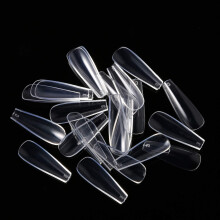 600Pcs Long Coffin Fake Nails Clear Full Cover Acrylic False Nail The Non-Trace Ballerina Nail Tips 10 Sizes With Bags For Nail Salons And DIY Nail Ar