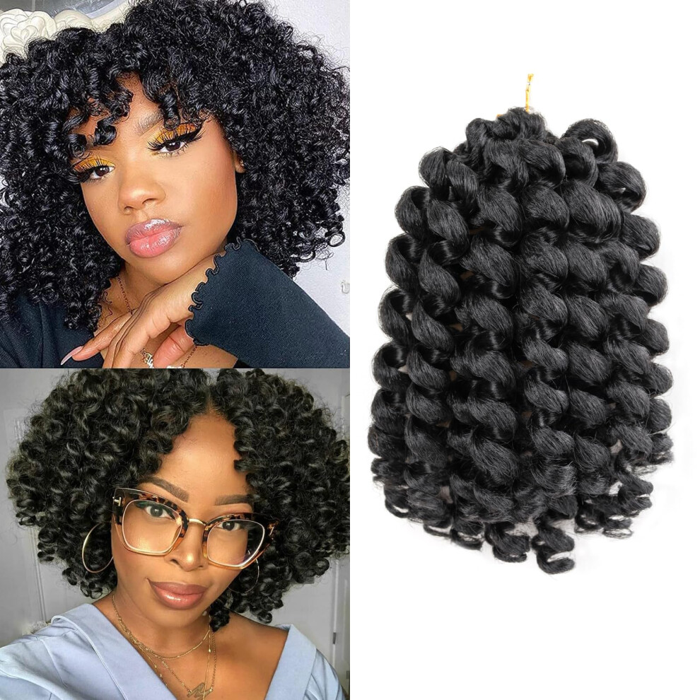 Lot De 5 Tresses Courtes Boucl Es Au Crochet, 20 Cm, Pour Femmes Noires, 20 Racines/Paquet (#1B)-image