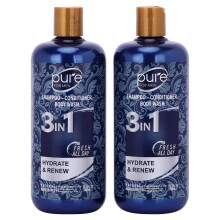 Shampoo gel doccia e detergente per il viso da uomo 3 in 1 - Senza parabeni e solfati ti mantiene fresco tutto il giorno! 2 pacchi.