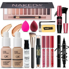 All in One Makeup Kit for Women Full Kit  12 Colors Eyeshadow  Foundation & Primer  Lipsticks  Eyeliner  Mascara  Contour Stick  Brow Soap  Makeup Bru