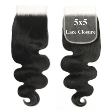 5x5 Sluiting Body Wave Transparant HD Vetersluiting 12A Braziliaans Maagdelijk Haar Sluiting Gratis Deel Voorgeplukt met babyhaar Natuurlijke kleur 1