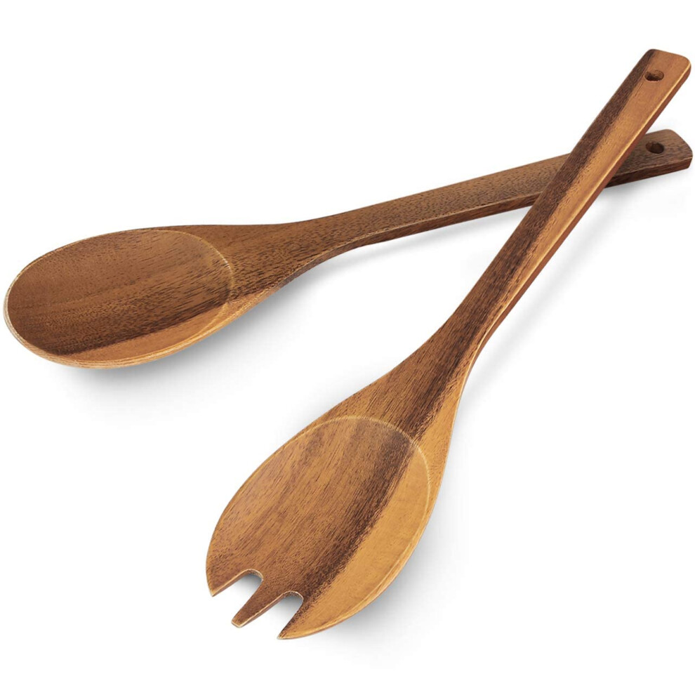 Pince     salade en bois d'acacia AIDEA pour cuill   re de service Ensemble d'ustensiles     salade Fourchette et cuill   re en bois pour salade