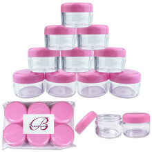 Beauticom 12 stuks 30 gram 30 ml (1 ounce) ronde, doorzichtige, hervulbare lege plastic potten met roze schroefdopdeksels voor het bewaren van losse