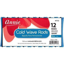 Annie Short Cold Wave Rods with Rubber Band for Hair Curling and Perm Styling - Blue - Set of 3 Packs of 12 (36 Pieces)