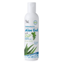 Beauti Me Organic Aloe Vera Gel for Face Skin Hair Sunburn Relief Infused with Therapeutic Tea Tree and Mint - 8.5 oz