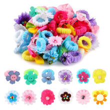 50 Pz Elastici per Capelli per Ragazze Fiori Colorati Scrunchies Morbidi