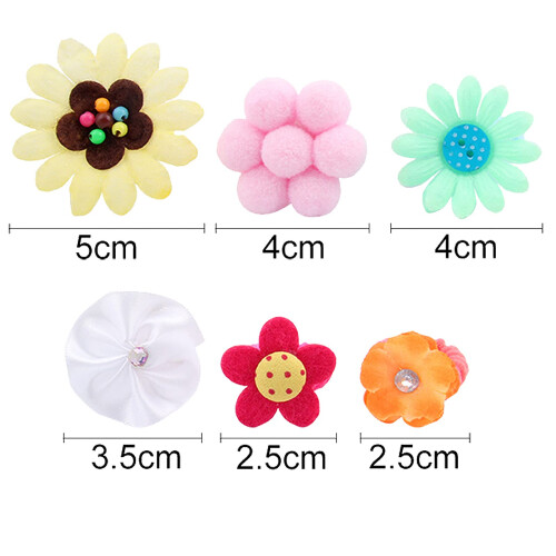 50 Pcs Élastiques à Cheveux pour Filles Fleurs Mignonnes Multicolores 1