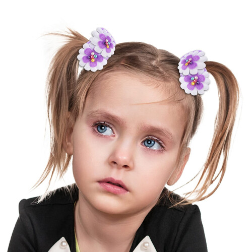 50 Pcs Élastiques à Cheveux pour Filles Fleurs Mignonnes Multicolores 2