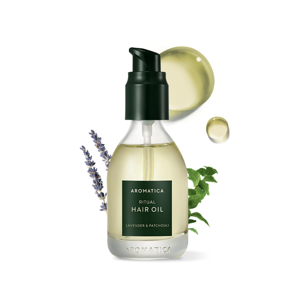 Aromatica Ritual Lavender & Patchouli Hair Oil 50Ml / 1.6 Fl. Oz - Nourishing Silicone-Free Hair Oil For Dry Curly Hair With Lavender Fragrance