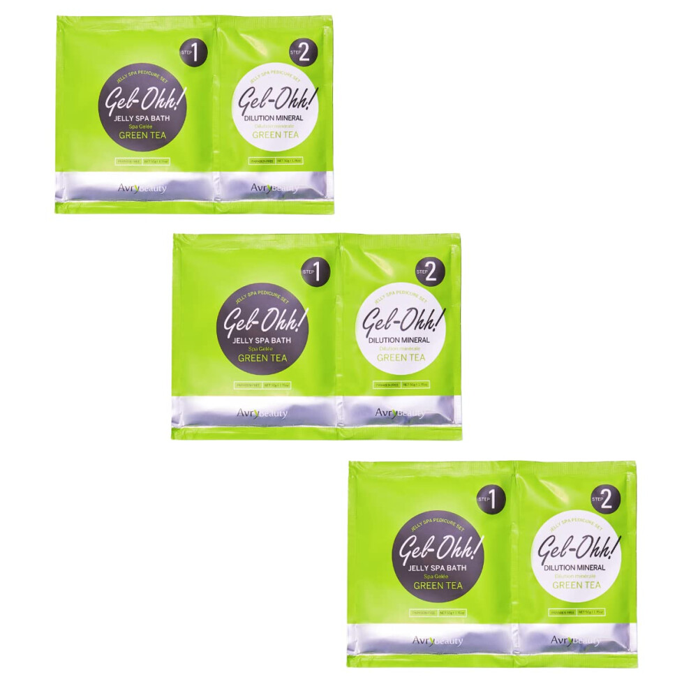 Avrybeauty Green Gel-Ohh Jelly Spa Bath 3 Pack Tea Infused Tea Scented Pedicure Salon Services Jelly Pedicure Pedi Heat & Aroma Therapy