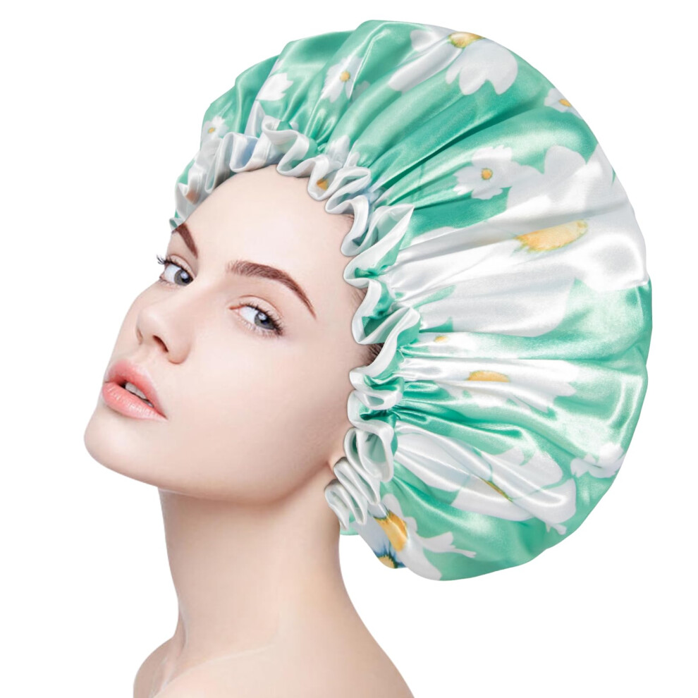 Bonnet de douche Auban r   utilisable pour femme, bonnet de douche double couche, imperm   able, avec doublure EVA douce et confortable, r   sistant