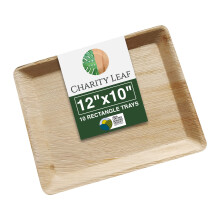 Charity Leaf Wegwerp Palmblad 30 cm x 25 cm Dienbladen (10 stuks) Bamboeachtige serveerschalen Wegwerpborden Milieuvriendelijk serviesgoed voor bruil