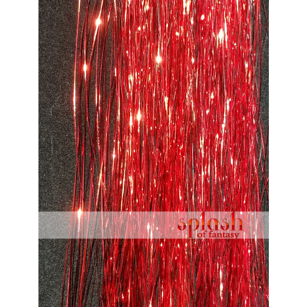 La Demoiselle Unisex Red 40"" Hair Tinsel 100 Strands (Shiny )