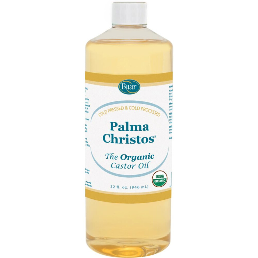 Baar Organic Castor Oil - 32 Oz. - Cold Pressed! Hexane Free! Castor Oil For Hair Eyelashes Eyebrows Skin Eliminations And Many More! - Exclusive