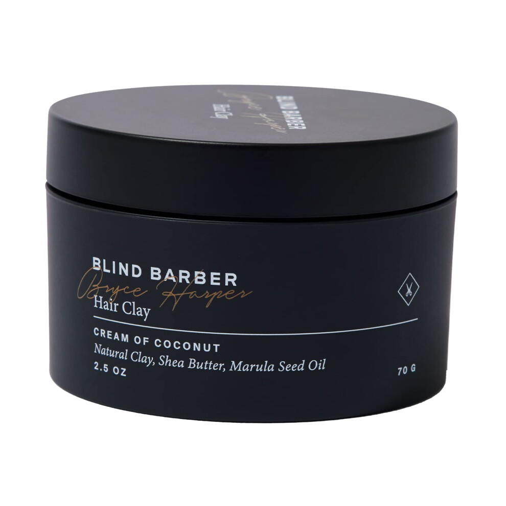 Blind Barber Bryce Harper Hair Clay pour hommes - Produit coiffant mat     base d'eau pour un volume et une tenue moyenne     forte (2,5 oz)