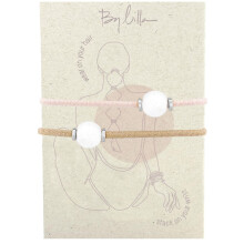 By Lilla Bracelet Hair Ties - Premium Hair Tie Bracelets for Women - Boho Hair Accessories for Thick and Thin Hair - Pack of 2 (Halo - Silver/Ros