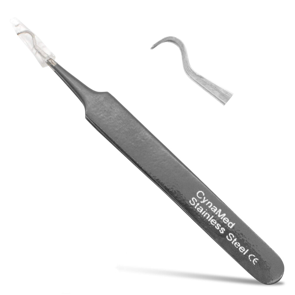 Kynavnet Blackhead Tweezer - Professional Curved Steel Tip Surgical Comedone & Splinter Extractor. Ideal Blemish & Acne Remover Tool Means Flawless Facial Skin