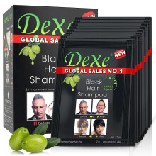 Dexe Schwarzes Haar Shampoo für natürliche Haare, temporäre Haarfarbe für Männer und Frauen, hält 30 Tage