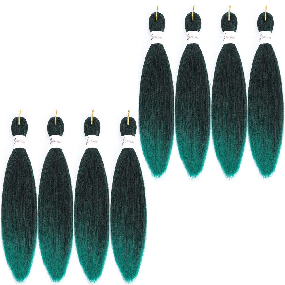 Callia Unisex Green Pre Stretched Braiding Hair 14 Inch 8 Packs Ombre Professional Prestretched Synthetic Braiding Hair Itch Free Yaki Synthetic Hair Extension For