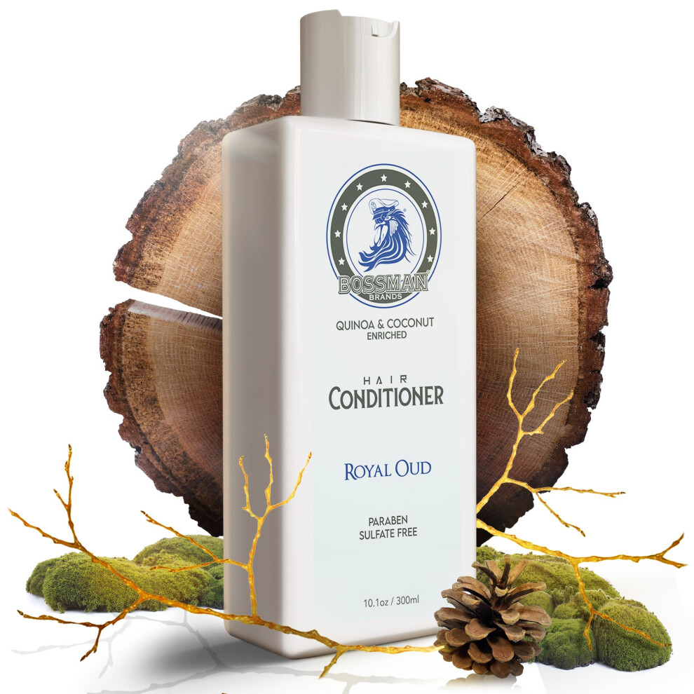 Bossman Moisturizing Hair Conditioner For Men - Stimulates Hydrates Soothes Men's Hair And Scalp - Natural Quinoa & Coconut Enriched - Paraben & Sul