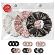Ch. Mulberry 100% Pure Silk Scrunchies Set - Extra Soft Handmade Hair Accessories for Women's Hair and Sleep Premium 22 Momme | STYLE: Scrunchie Set