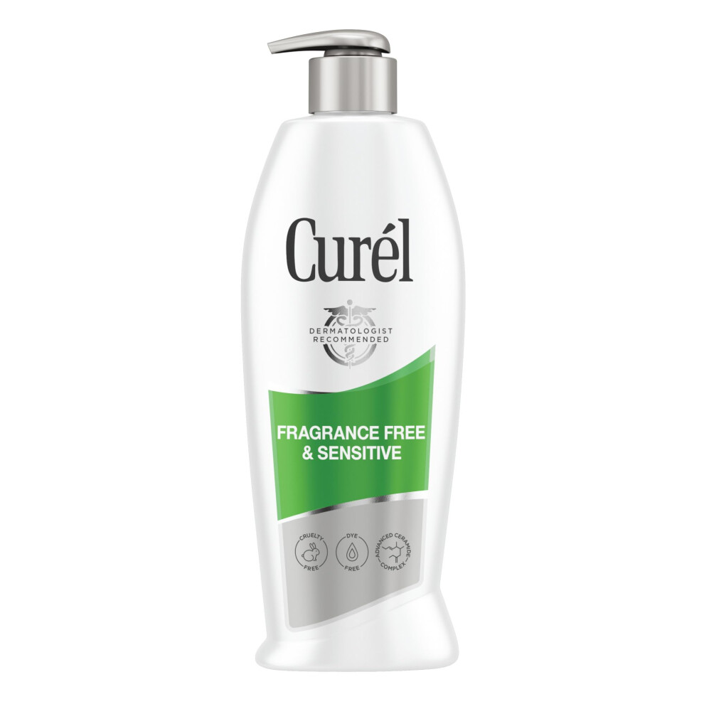 Curel Fragrance Free Comforting Body Lotion Body And Hand Moisturizer For Dry Sensitive Skin 13 Ounce With Advanced Ceramide Complex Repairs Mois