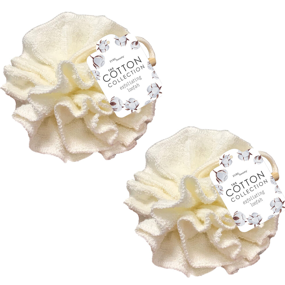 Lot De 2 Poufs De Douche Exfoliants Cotton Collection, Blancs-image