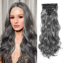 Clip In Hair Extensions Long Wavy 7 PCS Invisible Clip Thick Hairpieces Soft Full Head Synthetic Fiber for Women 22 Inches (171#)