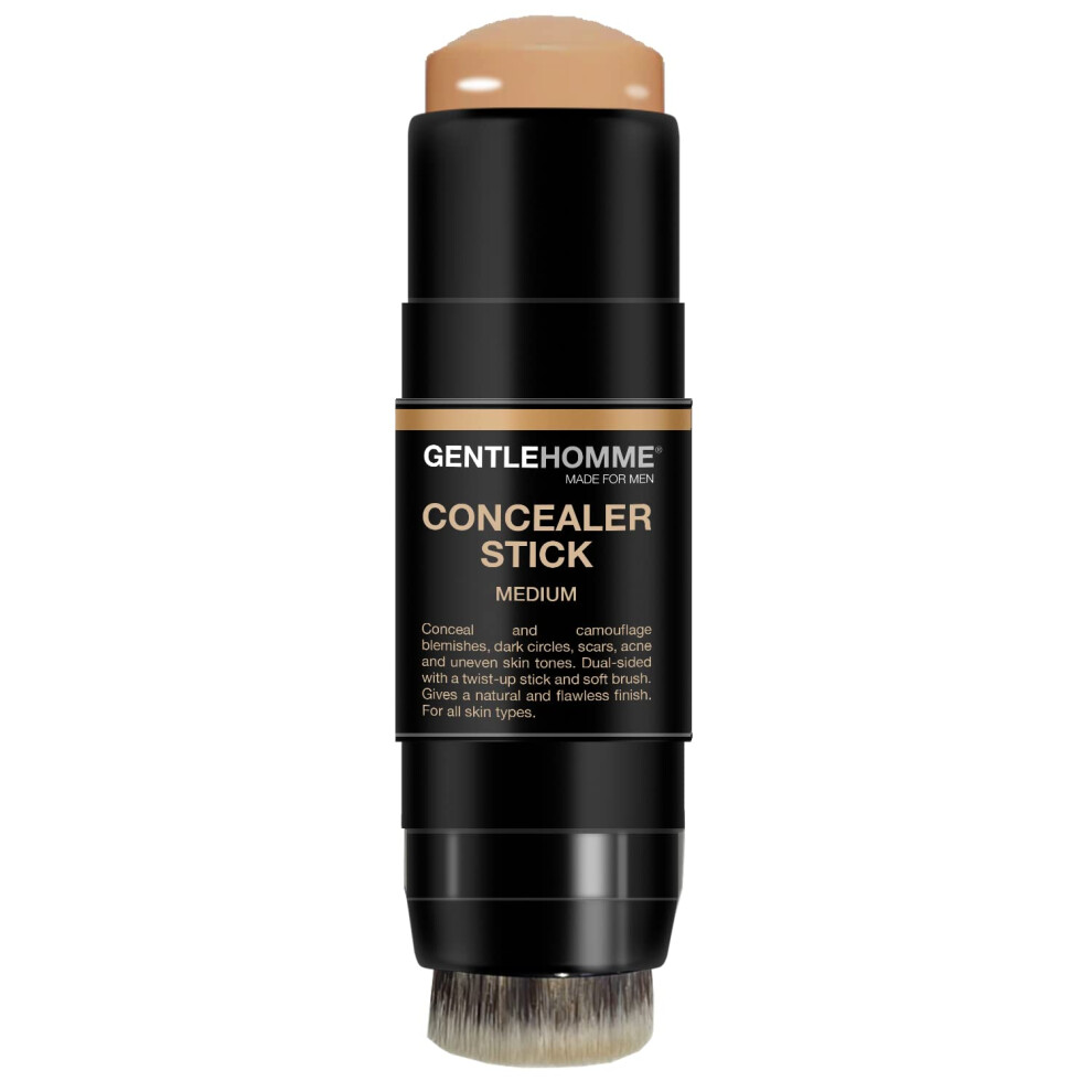 Gentlehomme Concealer Stick With Brush For Men - Eraser Dark Circles - Mens Multi-Use Concealer - Dual Sided Full Coverage Concealer Pen With Soft Brush - Buildab