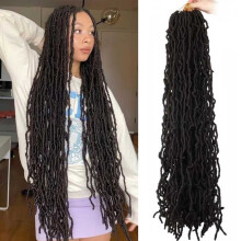 Datuoda 36 Inch Soft Locs Wavy Crochet Hair 6 Packs Goddess Loc Hair Crochet Braids Faux Locs Crochet Hair for Black Women (36 Inch (Pack of 6) 4#)