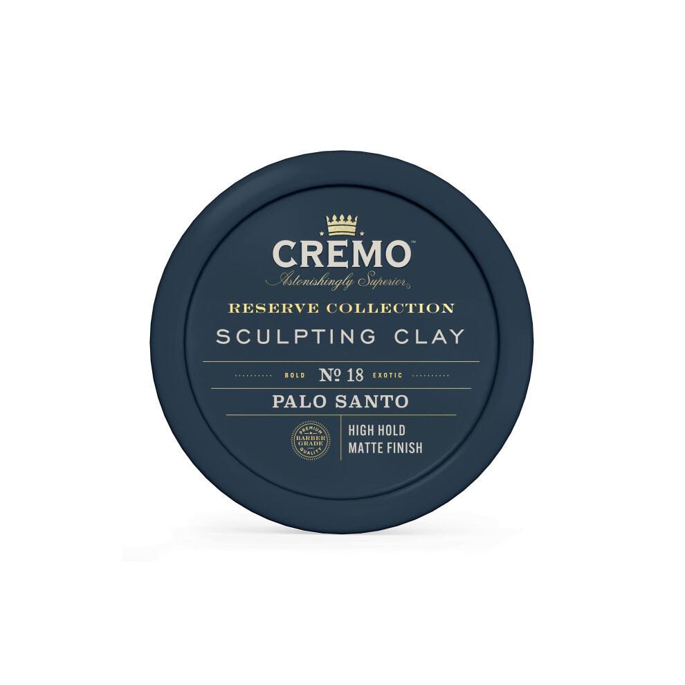 Cremo Premium Barber Grade Hair Styling Palo Santo (Reserve Collection) Sculpting Clay High Hold Matte Finsh 4 Oz