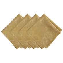 Elrene Home Fashion Poinsettia Elegance Jacquard Kerst/Feestdagen Doek Diner Servetten Set van 4 17""x17"""" Goud