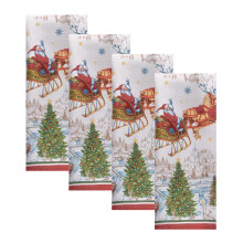 Elrene Home Fashions Santas Snowy Sleighride Doek Kerstmis 17""""x17"""" (Servetten) Multi