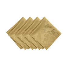 Elrene Home Fashions Caiden Elegance Damask Fabric Napkins (Set of 4) 17"""" x 17"""" Gold