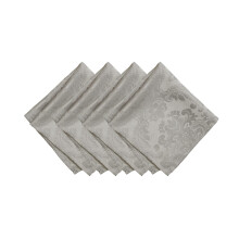 Elrene Home Fashions Caiden Elegance Damask Waterproof Stain & Wrinkle Resistant Fabric Napkins (Set of 4) 17"""" x 17"""" Silver