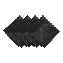 Elrene Home Fashions Caiden Elegance Damask Fabric Napkins (Set of 4) 17"""" x 17"""" Black 4 Count