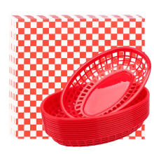EUSOAR Broodmanden & Deli Papieren Liners 12 stuks Broodmanden plus 100 stuks Deli Papier Restaurant Voedsel Dienblad Mandensets voor Restaurantbenod