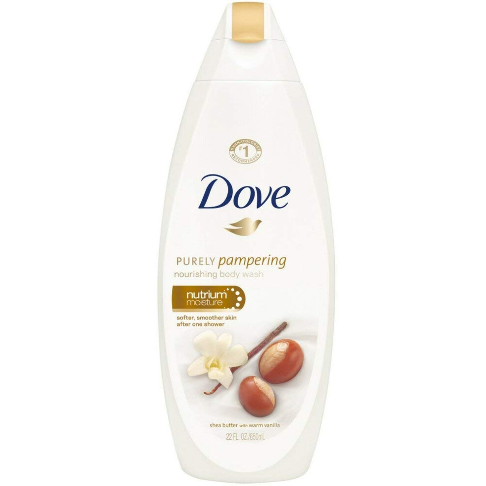 Dove Purely Pampering Nourishing Body Wash  Nutrium Moisture  Shea Butter with Warm Vanilla 22 oz (Pack of 6)