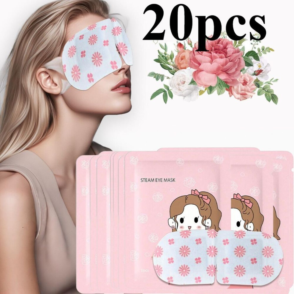 20 Pieces Of Steam Eye Mask With Rose Fragrance. Steam Hot Compress Pink Eye Mask Is Suitable For Students, Office Workers