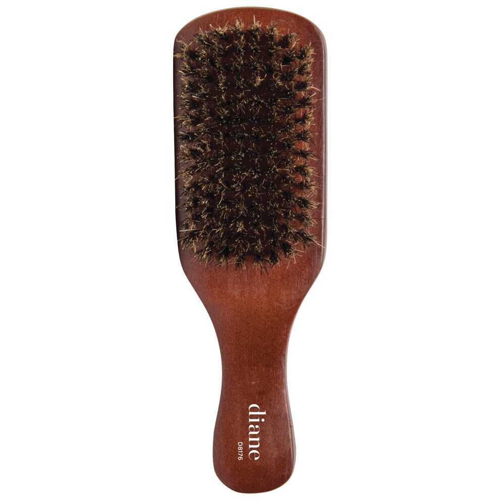 Diane Reinforced Boar Bristle Curved Club Wave Brush For Men And Barbers - Medium Bristles For Thick And Curly Hair - Use For Detangling Smoothing W