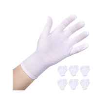 Donfri 6 paar witte vochtinbrengende handschoenen Katoenen nachthandschoenen voor SPA Droge handen Eczeem Handverzorging Dag en nacht Genezing Herbru