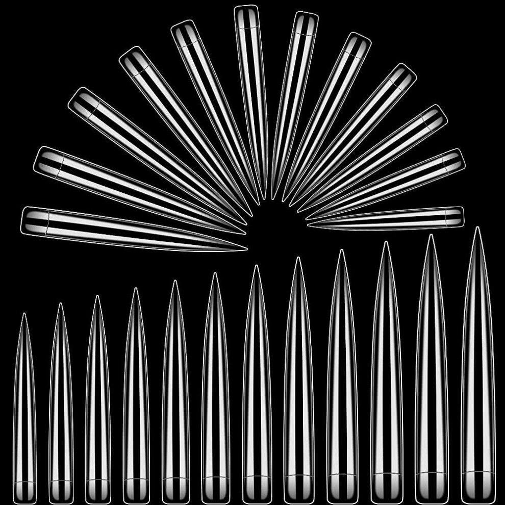 Rosy Finch Extra Long Stiletto Nail Tips, 120Pcs Xxl Clear Nail Tips For Acrylic Nails Full Straight Nail Tip