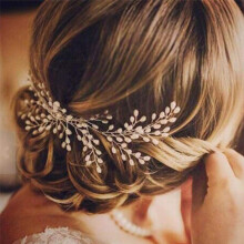 Denifery Elegant Bridal Pearl Hair Comb Handmade Headpiece Wedding Accessory Pearl Jewelry Wedding Hair Comb Bridal Tiara Bridal Headdress Pearl