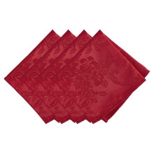 Elrene Home Fashions Poinsettia Elegance Jacquard Kerst/Feestdagen Doek Diner Servetten Set van 4 17""x17"""" Rood