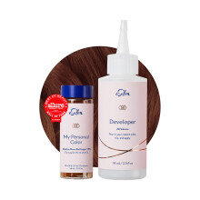 eSalon Complete kit voor permanente haarkleuring en haarverf - Middenbruin Rood Koper - Persoonlijke coloristkit voor tot 100% grijsdekking voor alle