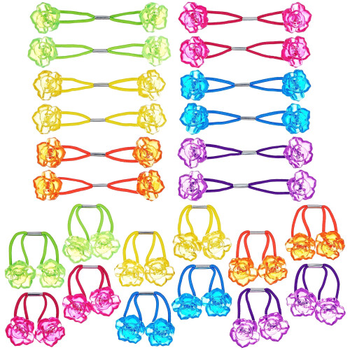 Fascia per capelli 24 Pezzi Rose Bead Twin per ponytail, Set per ragazze 1