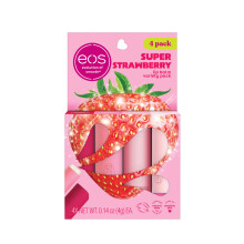 eos Lip Balm Gift Set- Super Strawberry Limited-Edition Lip Moisturizer Variety Pack 0.14 oz 4-Pack