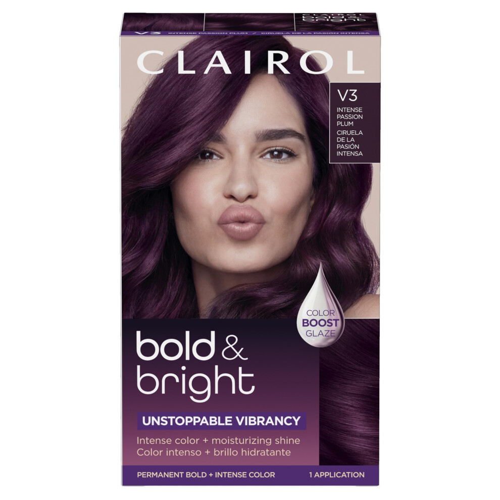 Clairol Bold & Bright Permanent Hair Dye  V3 Intense Passion Plum Hair Color  Pack of 1