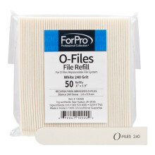 ForPro Professional Collection O-Files Replaceable File System Refills White 240 Grit Manicure Nail File Refills 3.9"""" L x .6"""" W 50-Count